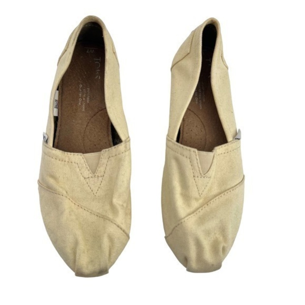 TOMS ALPARGATA Classic Women’s Canvas Shoes Cream slip on flat casual size 7